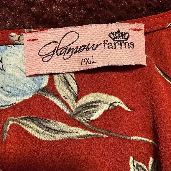 Floral Bohemian Burgundy Blouse with Crochet Detail Size 1 XL EUC - Picture 6 of 7